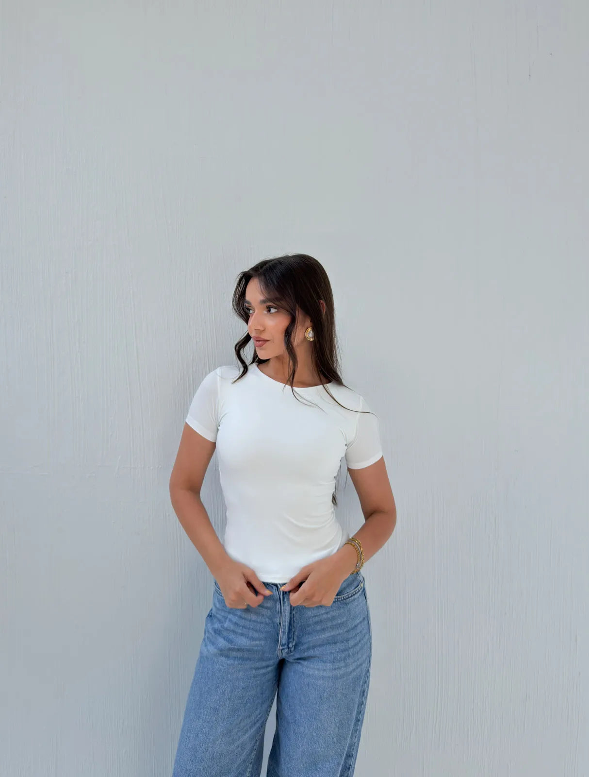 Round Neck Short Sleeve Basic Top