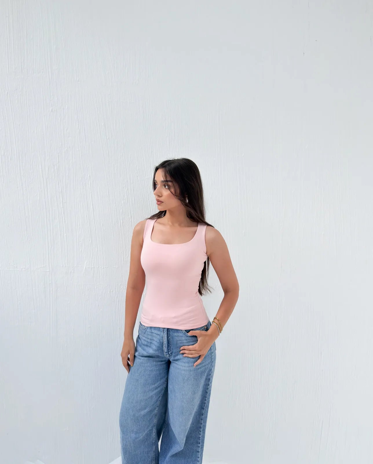 Square Neck Basic Tank Top – Full Double Layer