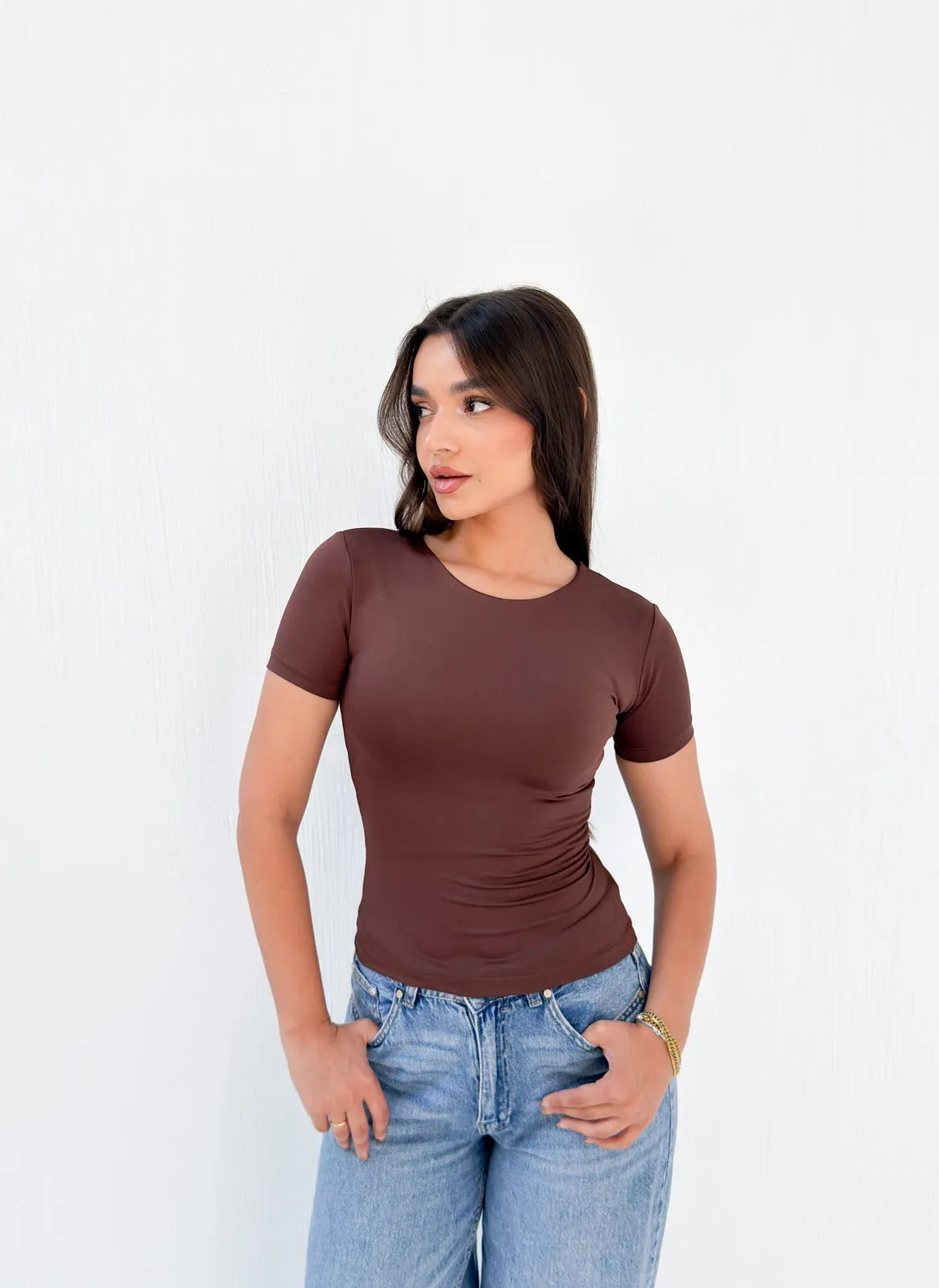Round Neck Short Sleeve Basic Top