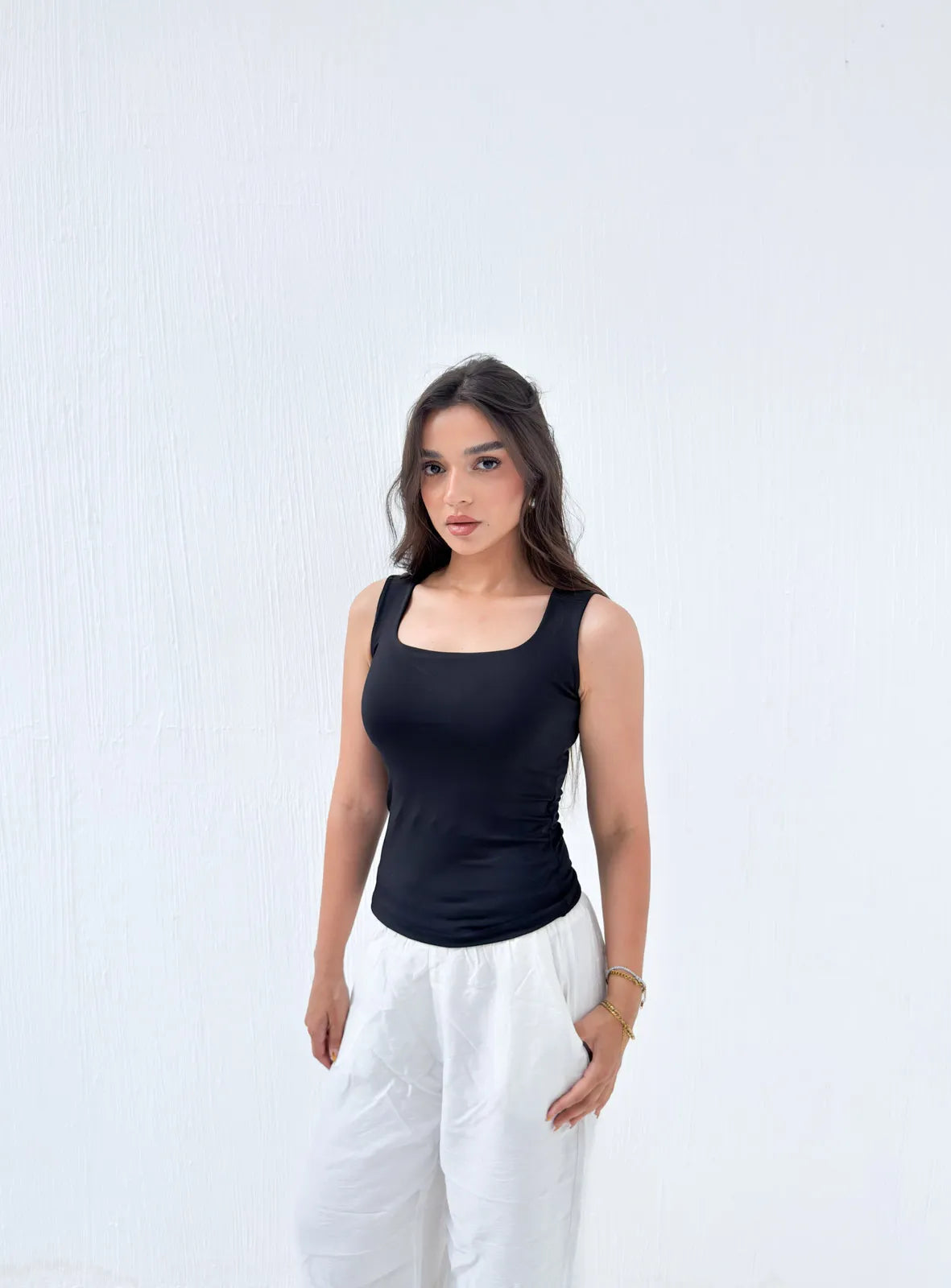 Square Neck Basic Tank Top – Full Double Layer