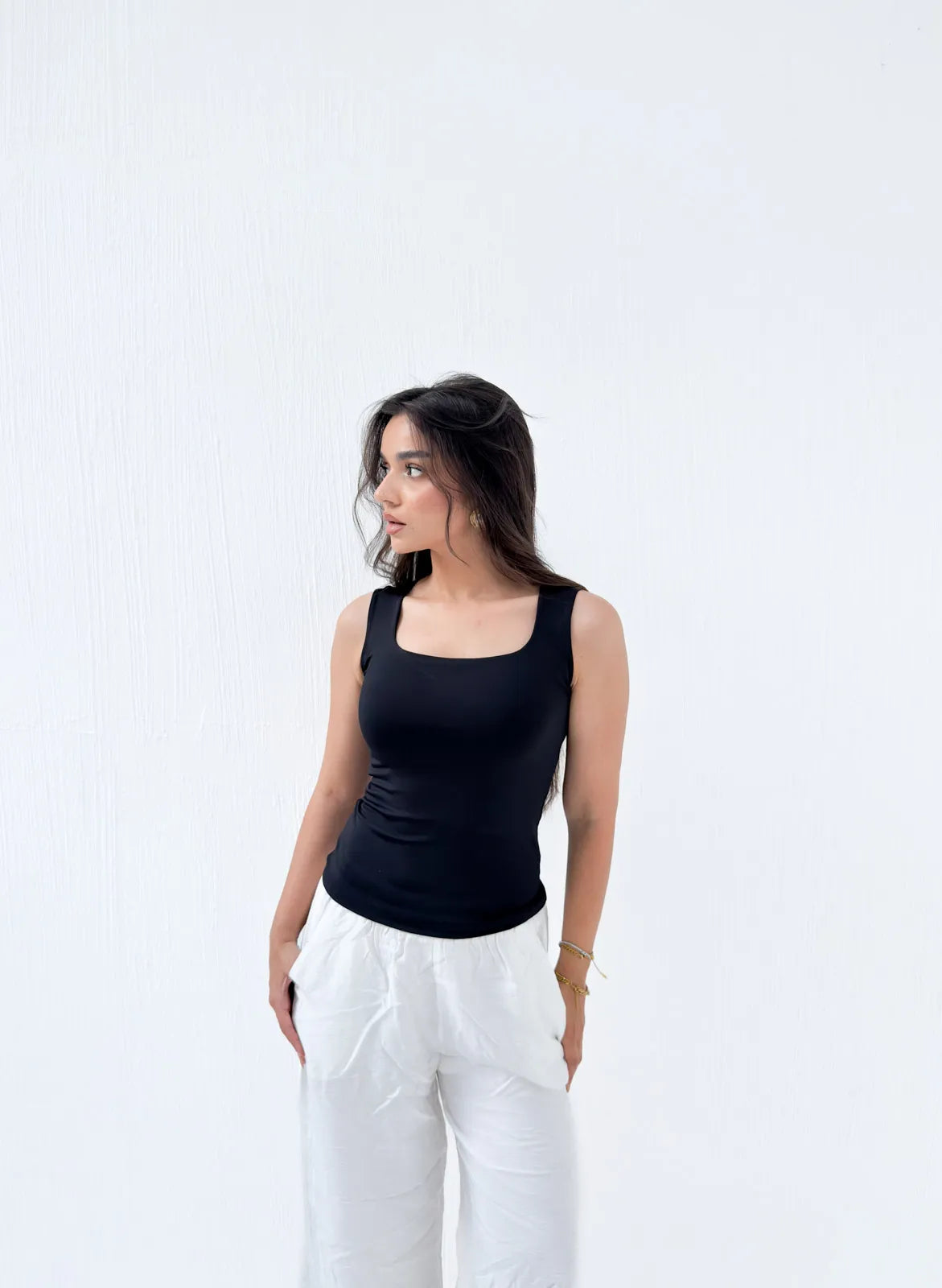 Square Neck Basic Tank Top – Full Double Layer