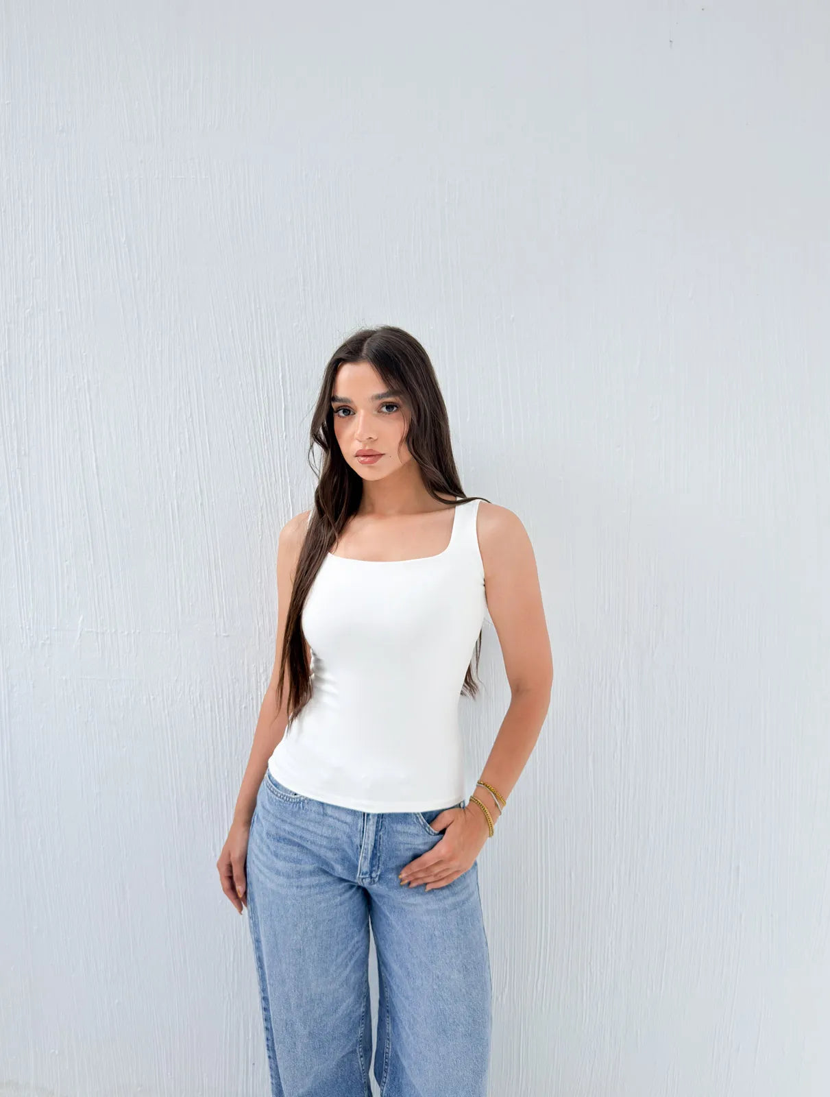 Square Neck Basic Tank Top – Full Double Layer