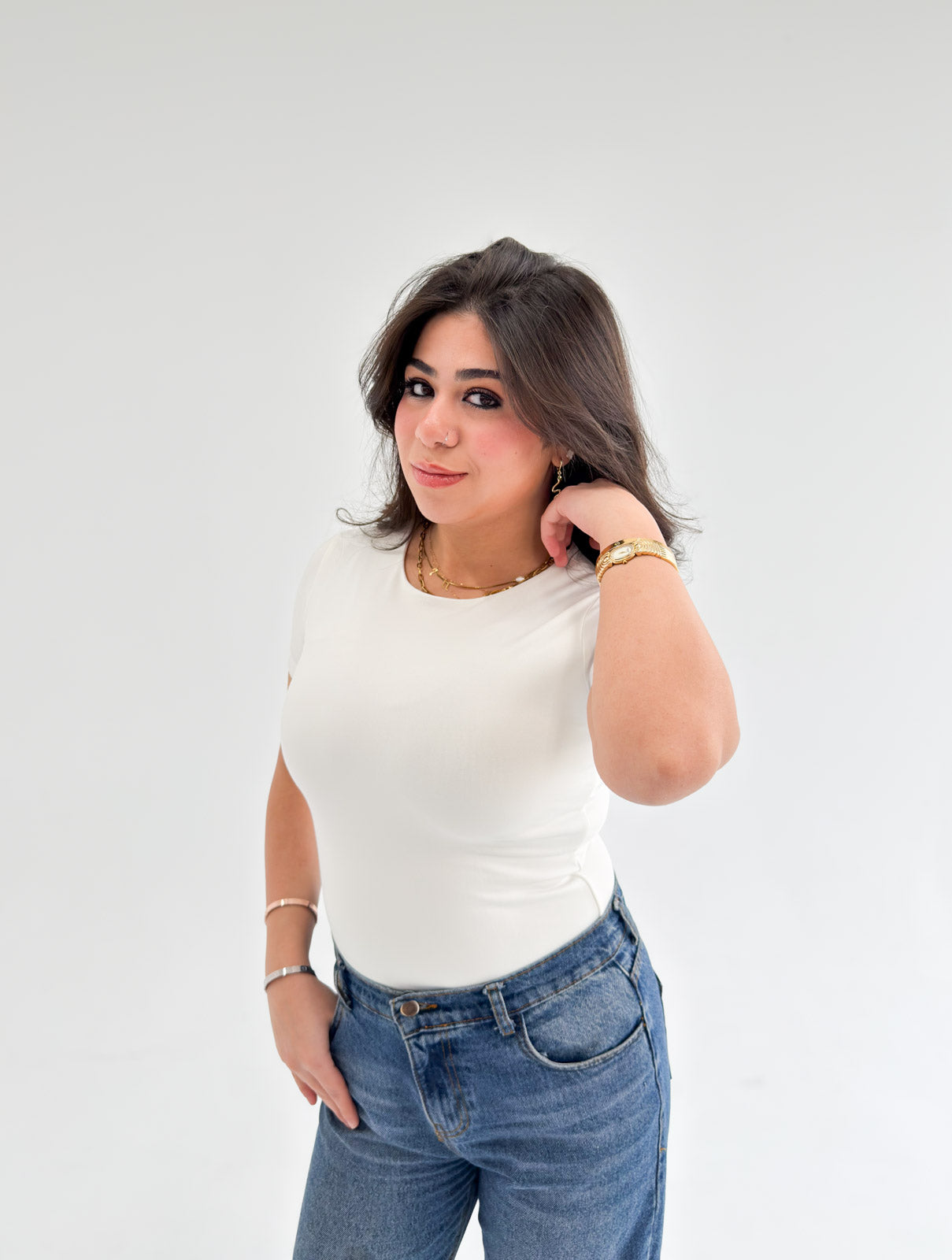 Round Neck Short Sleeve Basic Top