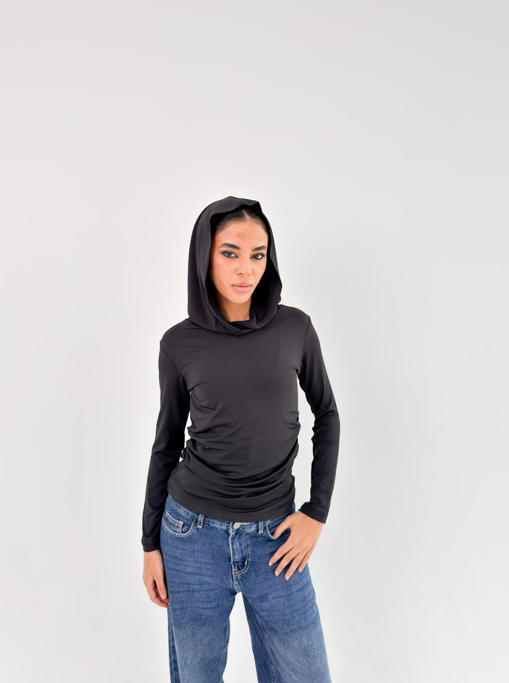 Black Modest Chic Hoodie Top