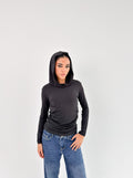 Black Modest Chic Hoodie Top