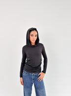 Black Modest Chic Hoodie Top
