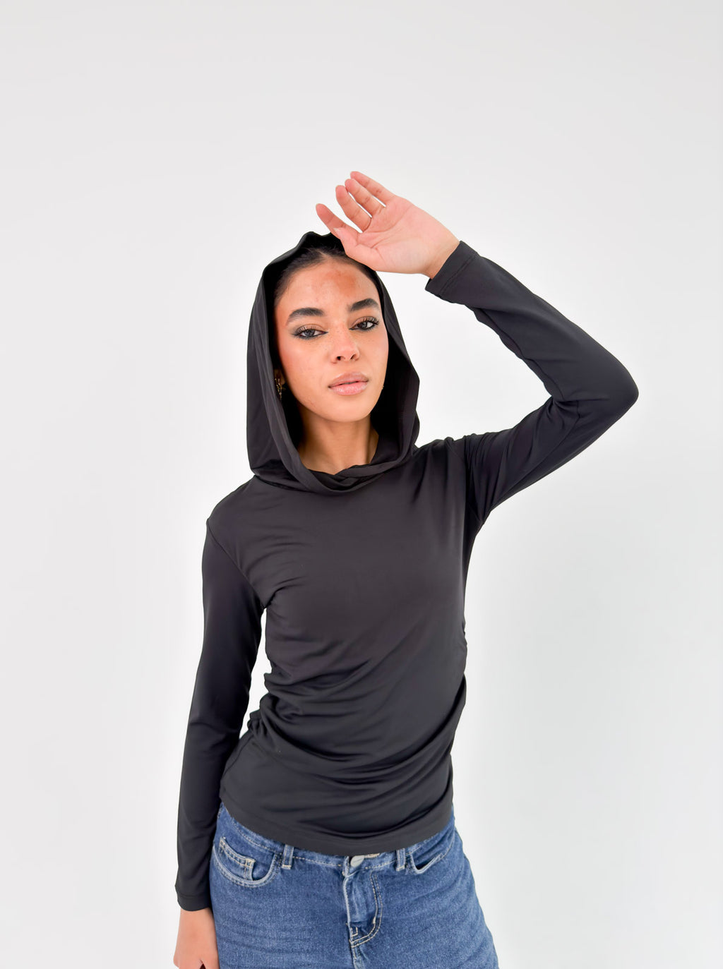 Black Modest Chic Hoodie Top