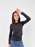 Black Modest Chic Hoodie Top