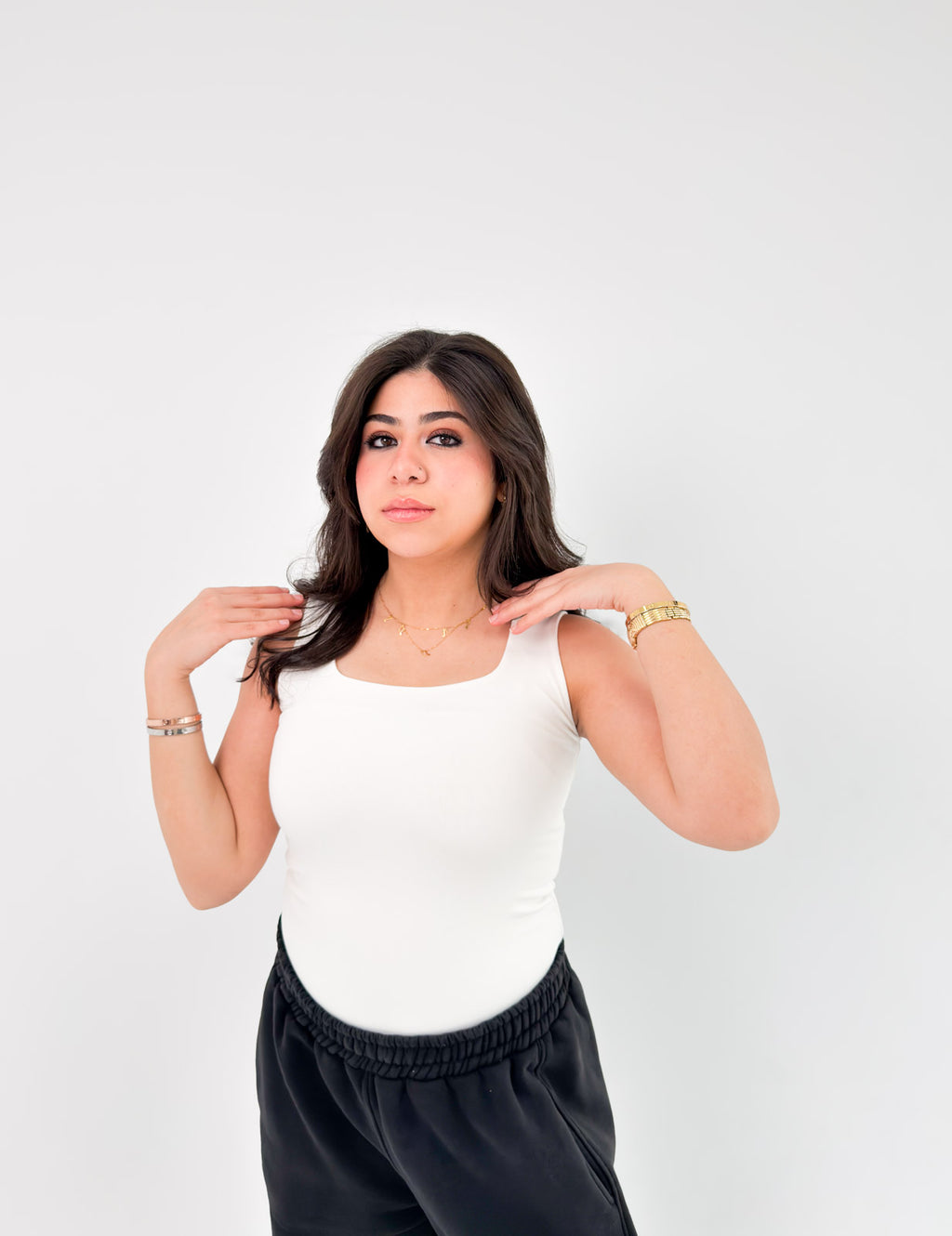 Square Neck Basic Tank Top - Full Double Layer