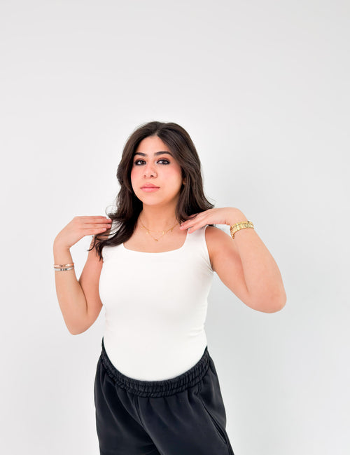 Square Neck Basic Tank Top - Full Double Layer