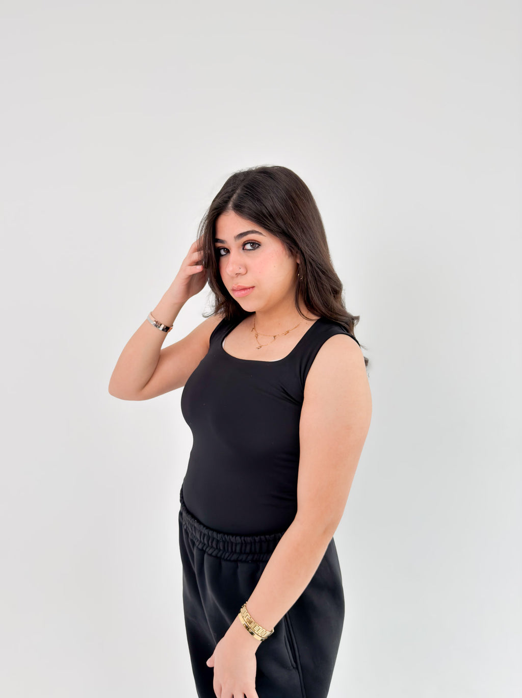 Square Neck Basic Tank Top - Full Double Layer