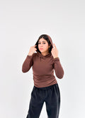 Brown Modest Chic Hoodie Top