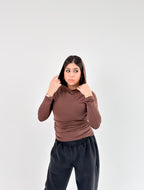 Brown Modest Chic Hoodie Top